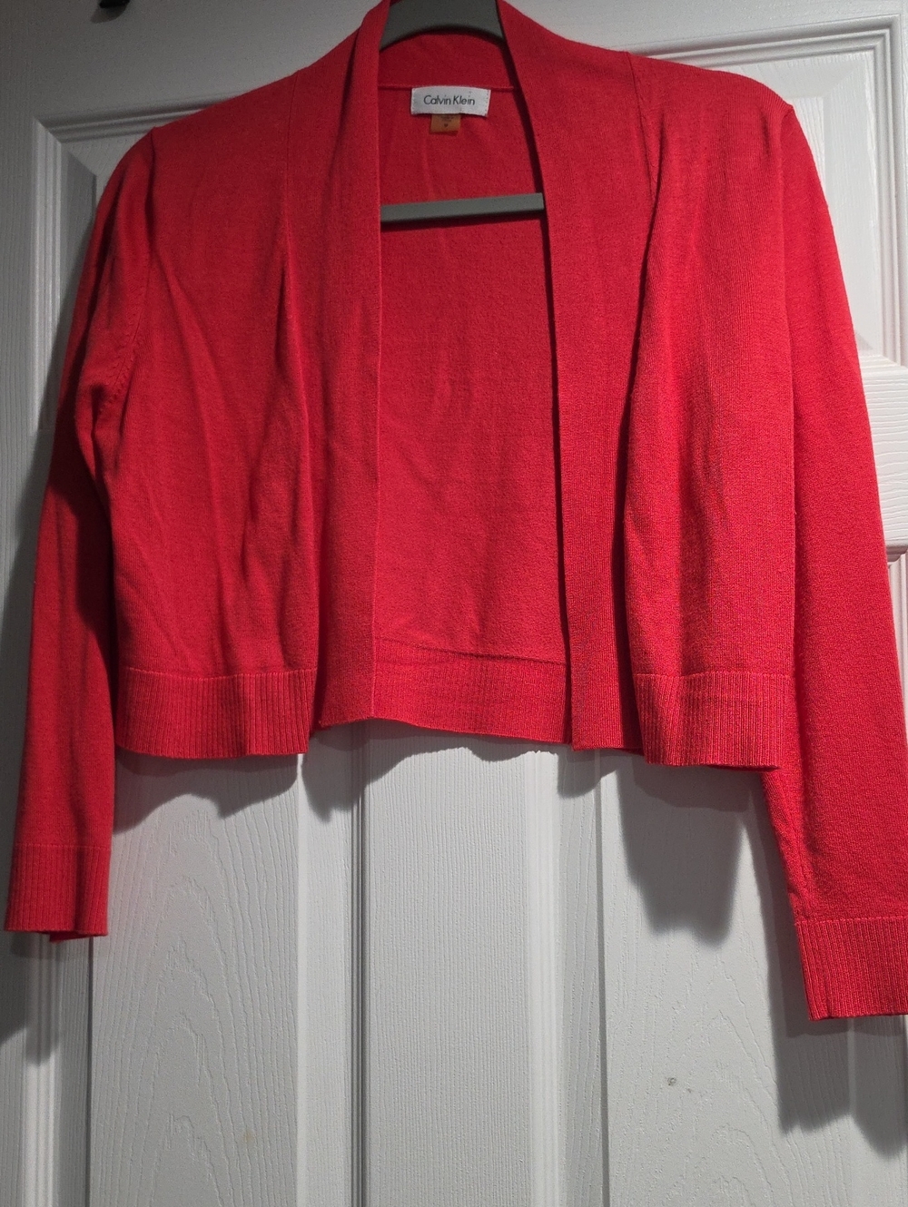 Calvin Klein Women's Coral Open-Front Cropped Cardigan